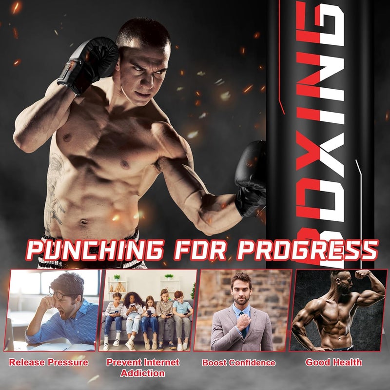 SPOXING Freestanding Punching Bag for Adult Teens, 70" Heavy Punching Bag with Boxing Gloves and Electric Air Pump for Beginners Kickboxing Training MMA Muay Thai Fitness Office Home Gym - Image 4
